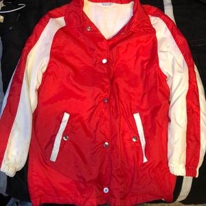 Red and White Windbreaker